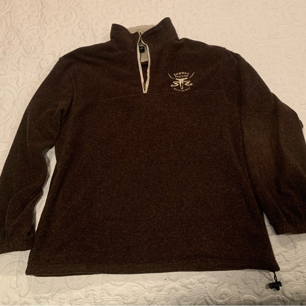 Cowboy Hardware Quarter-Zip Fleece in earthtone brown/tan men’s large